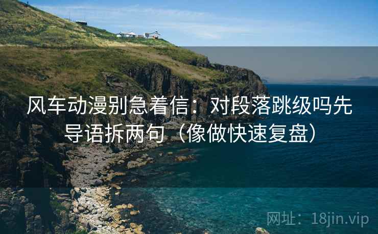 风车动漫别急着信：对段落跳级吗先导语拆两句（像做快速复盘）